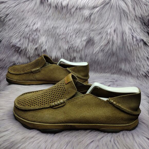OluKai Moloa Kohana Slip-On Suede Loafers Casual Comfort Shoes Mens Size 8 Brown - Picture 1 of 7